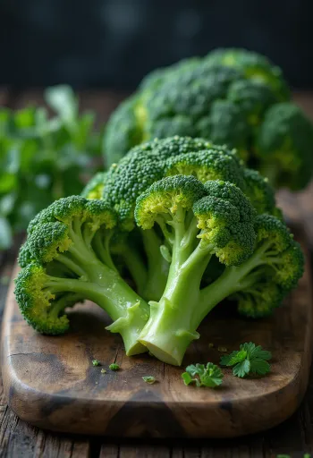 Brócoli fresco de cerca con gotas de agua en la superficie
