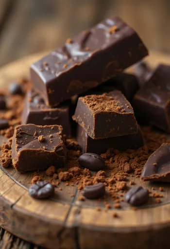 Ingredientes de chocolate: cobertura fundida, tableta negra, cacao en polvo y virutas