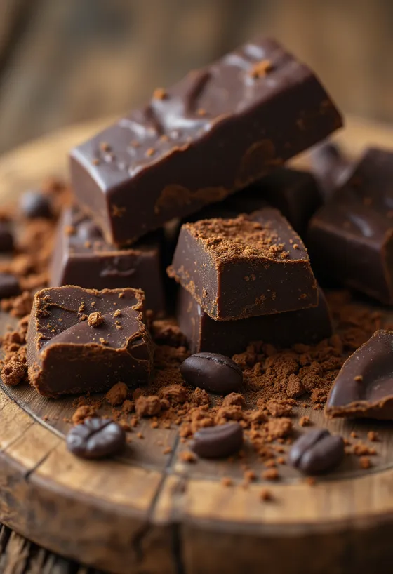 Ingredientes de chocolate: cobertura fundida, tableta negra, cacao en polvo y virutas