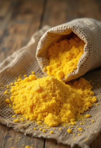 Sémola de maíz amarilla gruesa (polenta) en cuenco y esparcida