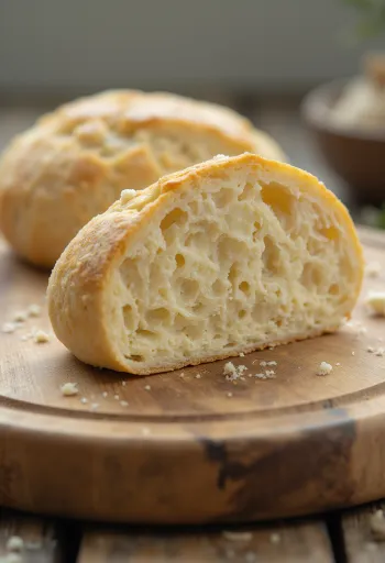 Levadura fresca en cubo y levadura seca en gránulos sobre mesa de madera