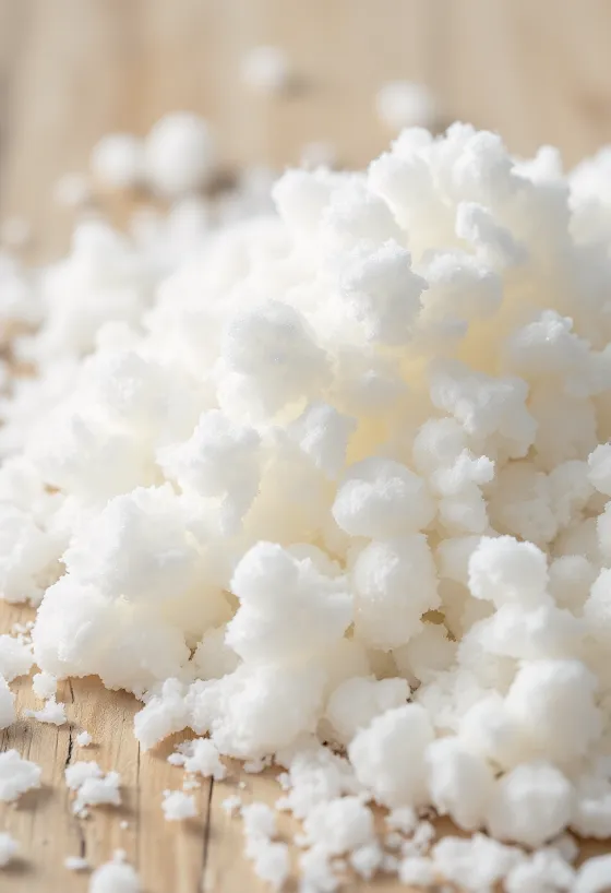 Eritritol cristalino blanco en cuenco pequeño con cuchara