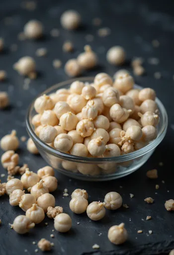 Granos de pimienta blanca en cuenco de madera y superficie clara