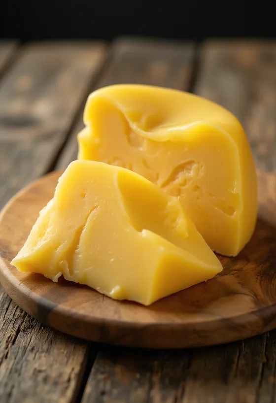 Cuña de Queso Gouda fresco en bol de cerámica