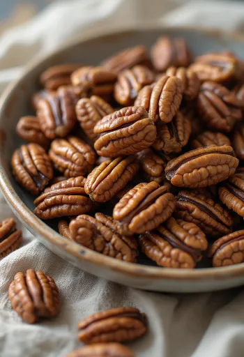 Nueces pecanas peladas al natural, tonos marrones sobre fondo blanco