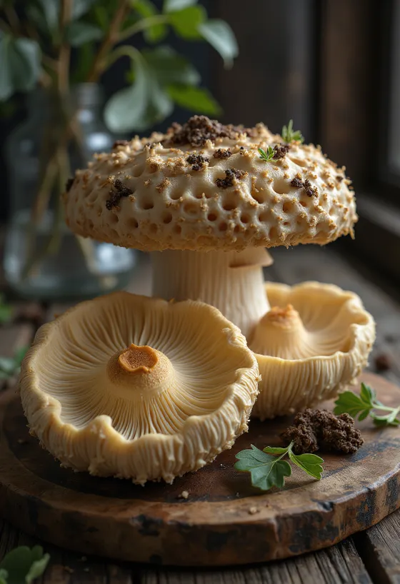 Colmenillas cortadas y limpias listas para cocinar
