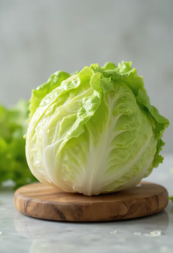 Lechuga iceberg fresca mostrando sus hojas interiores crujientes