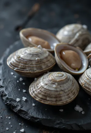 Carne de almeja mercenaria (quahog) fresca y limpia