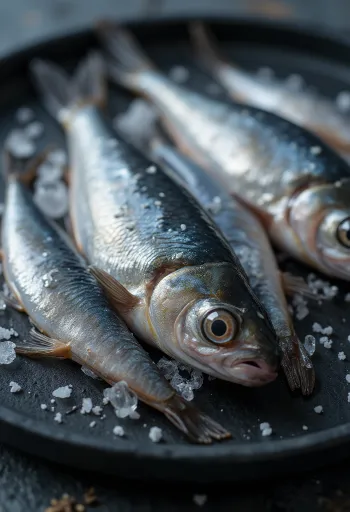 Filetes de boquerón fresco limpios sobre tabla de cocina
