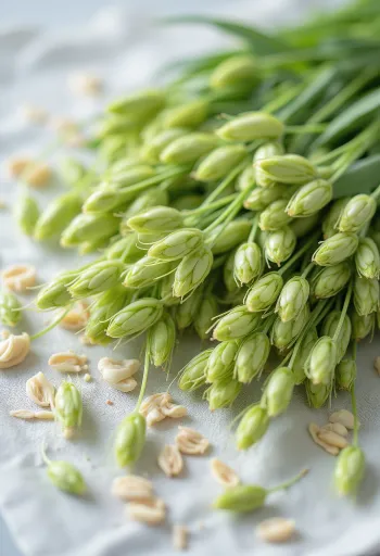 Brotes frescos de avena verde en plato limpio