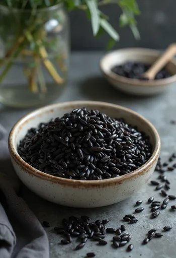 Arroz salvaje cocido, granos oscuros y largos