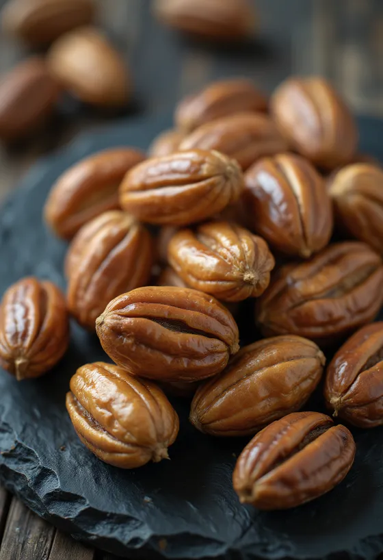 Nueces de Brasil con cáscara y peladas, en cuenco y sobre superficie de madera
