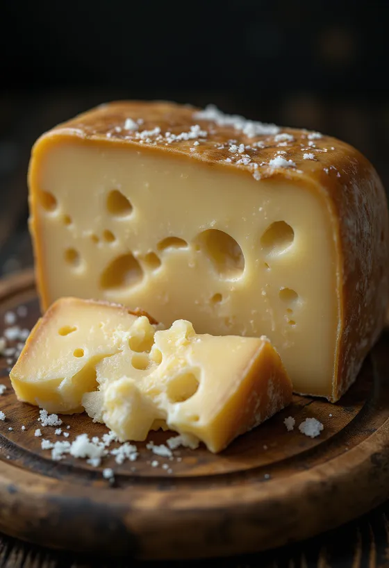 Trozo de Parmigiano Reggiano fresco en cuenco cerámico