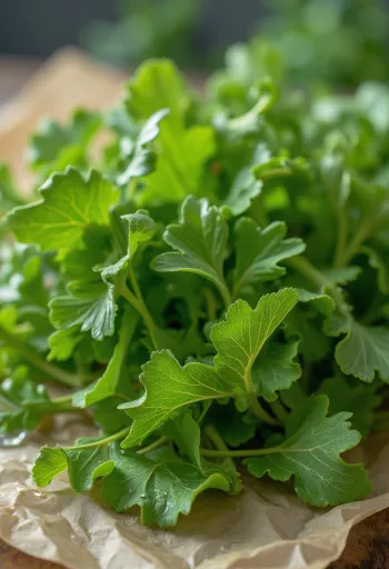 Hojas frescas de diente de león en plato blanco listas para consumir