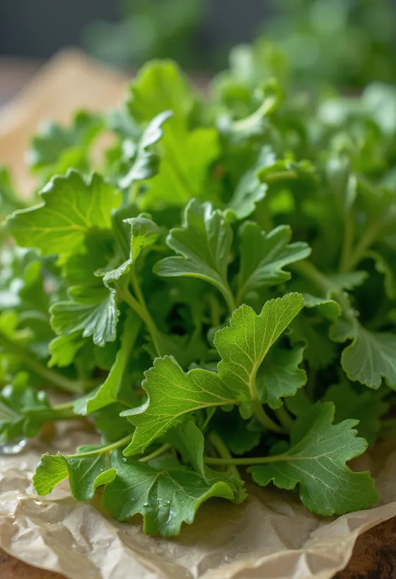 Hojas frescas de diente de león en plato blanco listas para consumir