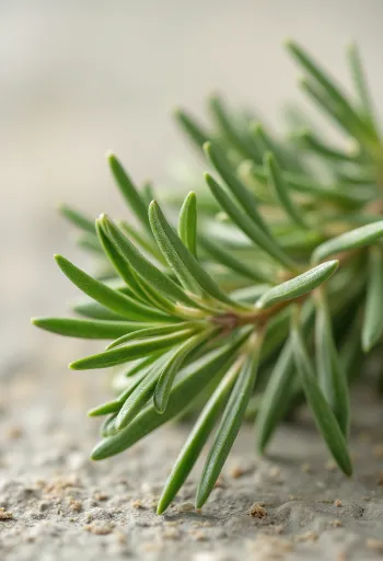 Hojas de romero seco y romero molido sobre superficie de madera