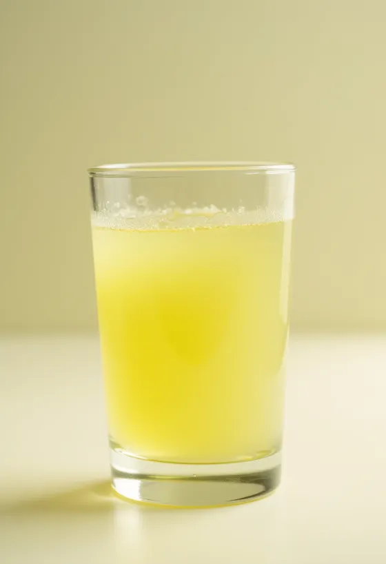 Suero de leche en botella y plato sobre superficie de madera clara con luz natural