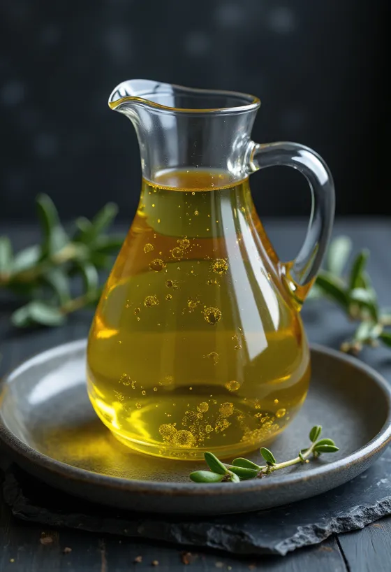 Aceite de Oliva Virgen en cuenco con aceitunas