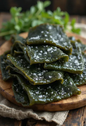 Lámina de alga Kombu seca con polvo blanco natural