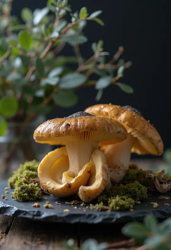 Trompeta amarilla fresca y troceada con especias