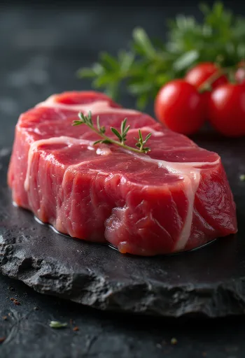 Filetes de atún fresco con especias y limón sobre tabla