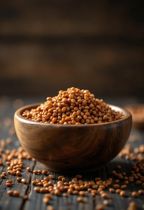 Granos de mijo dedo (ragi) secos con textura natural