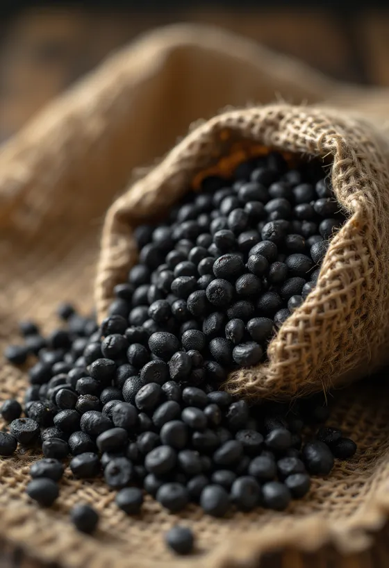 Granos de Urad Dal (lenteja negra) secos con textura detallada