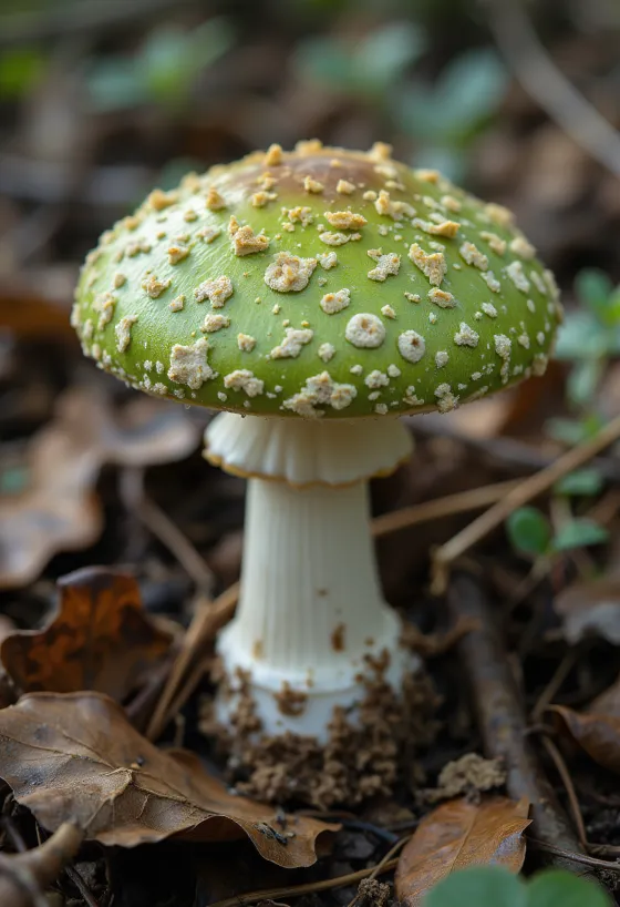 Seta de cura (Russula virescens) troceada y limpia en cocina