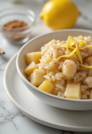 Arroz con manzana servido en un bol