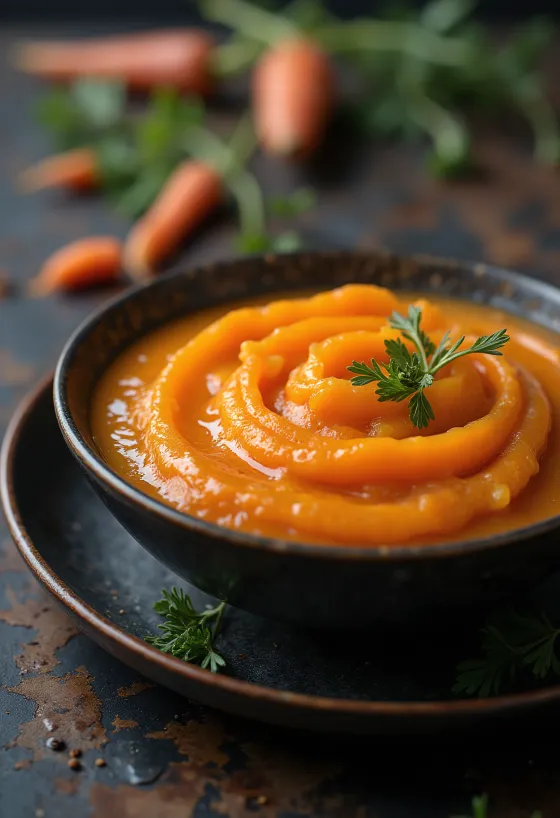 Salsa de zanahoria y jengibre servida