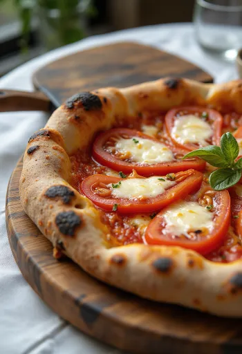 Pizza con Pomodorini con tomates cherry frescos y mozzarella