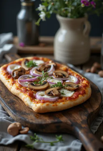 Pizza Finlandese con carne de reno, nata fresca y cebolla morada