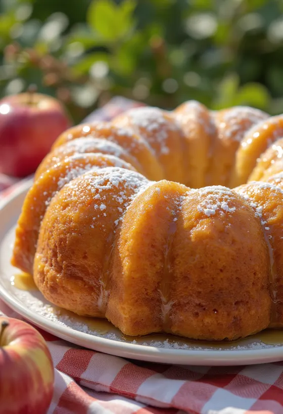 Kuglof de miel y manzana servido