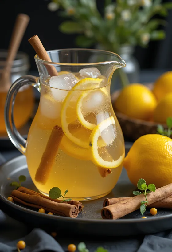 Sidra con miel y limón servida