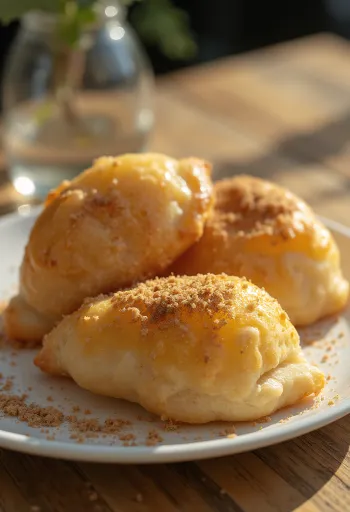 Sopaipilla servida con azúcar y canela, dulce mexicano fresco y crujiente