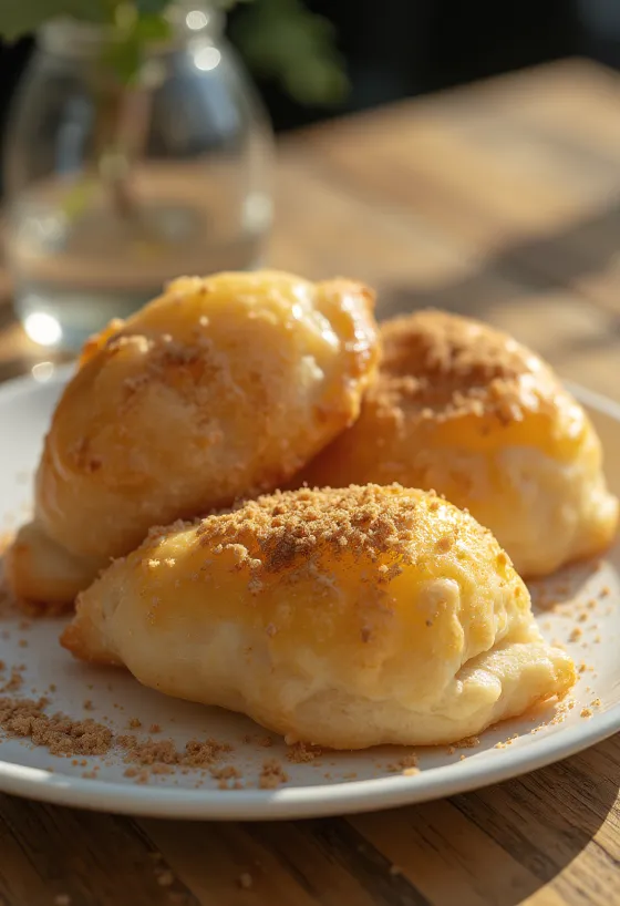 Sopaipilla servida con azúcar y canela, dulce mexicano fresco y crujiente
