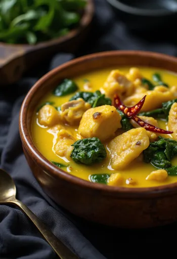 Sopa Egusi con pollo, rica sopa especiada servida con pollo y verduras