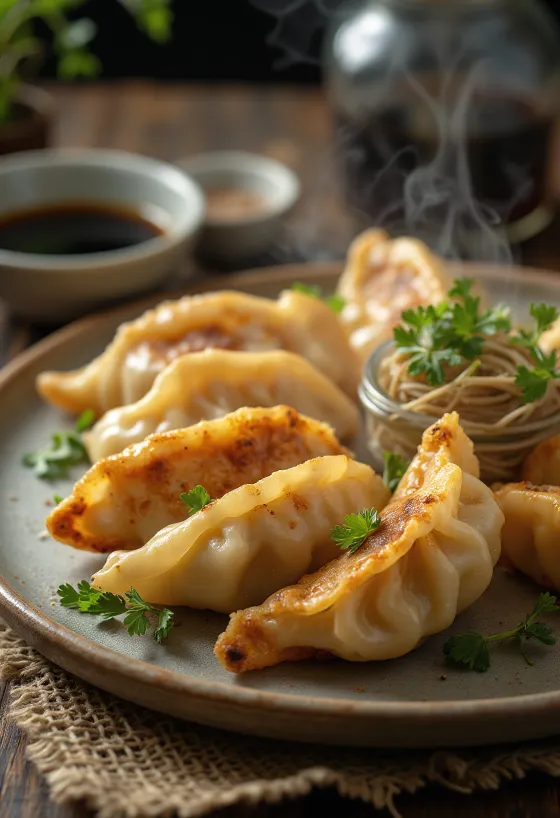 Gyozas de setas Shiitake con relleno fresco y sabroso