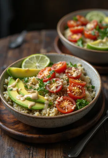 Buddha bowl de quinoa con lima y tahini
