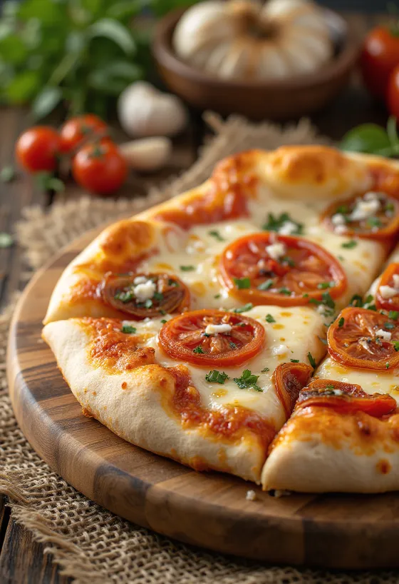 Pizza ai Pomodori Secchi con tomate seco y queso