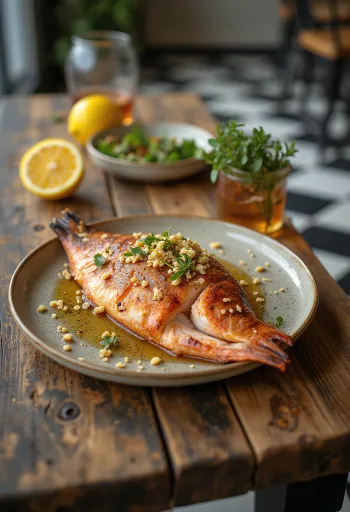 Salmonete Shioyaki a la parrilla con limón y perejil