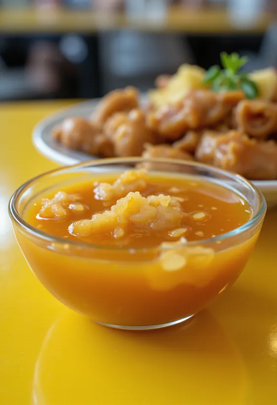 Salsa de jengibre agridulce servida