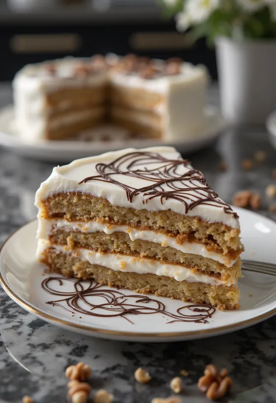 Tarta Esterházy servida