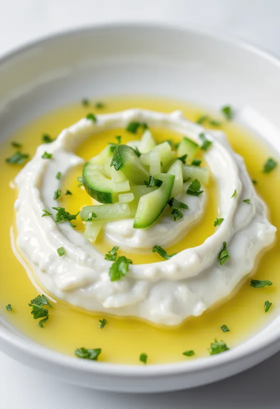 Salsa Tzatziki servida con pan de pita fresco