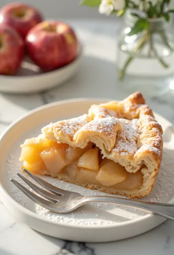 Pastel de manzana tradicional: dulce casero relleno de manzana tierna con canela en masa crujiente.