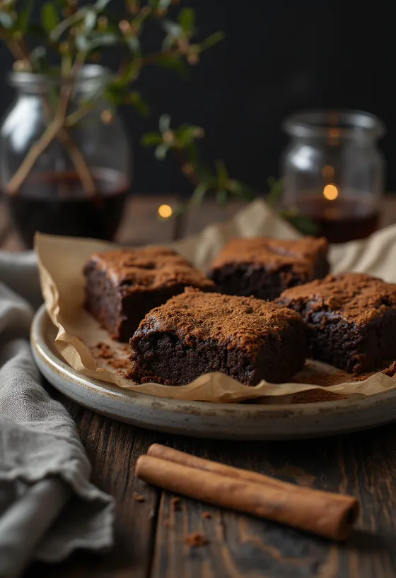 Brownie de canela servido
