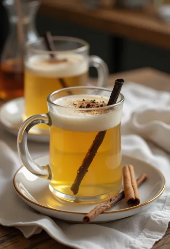 Sidra con miel y vainilla servida en vaso