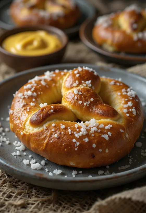 Brezel de harina de garbanzo horneado dorado con corteza salada