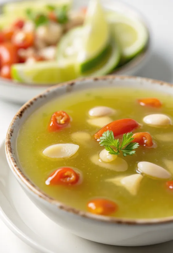 Salsa agridulce de lima y chile servida