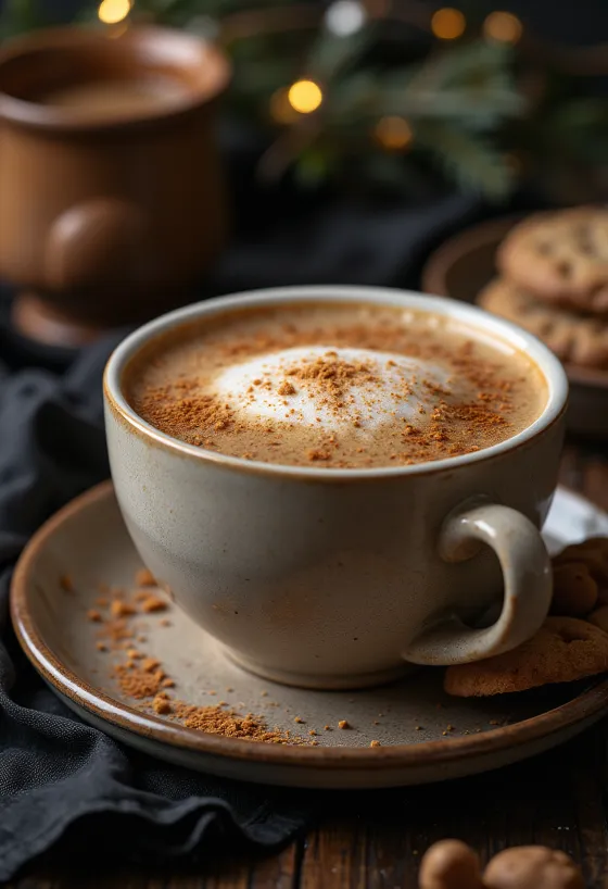Latte de pan de jengibre recién servido